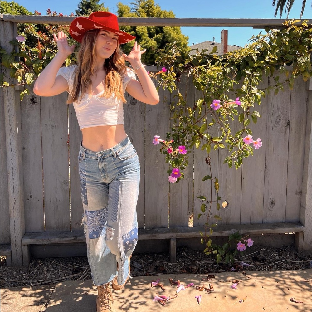 Free People Patchwork Jeans